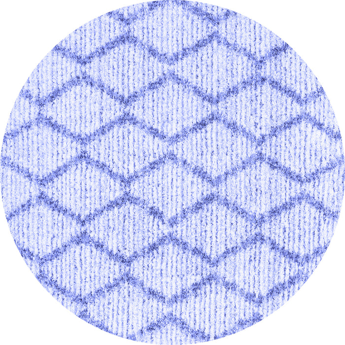 Round Machine Washable Trellis Blue Modern Rug, wshcon3045blu