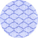 Round Machine Washable Trellis Blue Modern Rug, wshcon3045blu