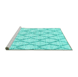 Sideview of Machine Washable Trellis Turquoise Modern Area Rugs, wshcon3045turq