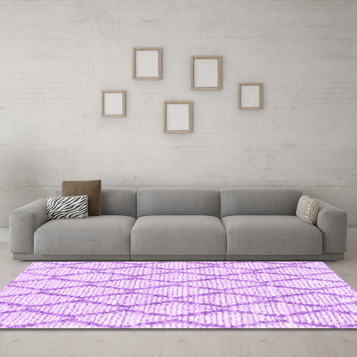 Machine Washable Trellis Purple Modern Area Rugs in a Living Room, wshcon3045pur