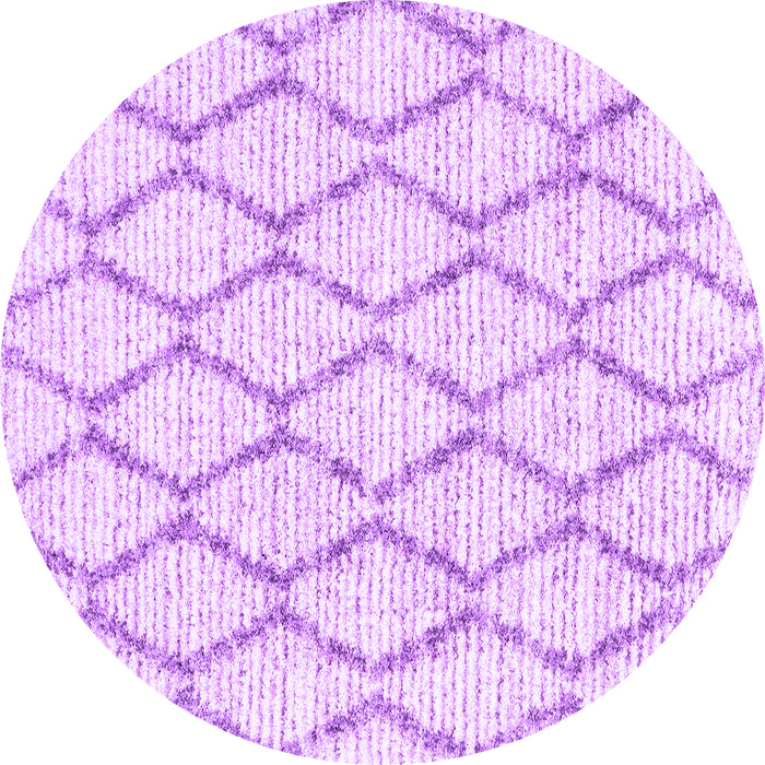 Round Machine Washable Trellis Purple Modern Area Rugs, wshcon3045pur
