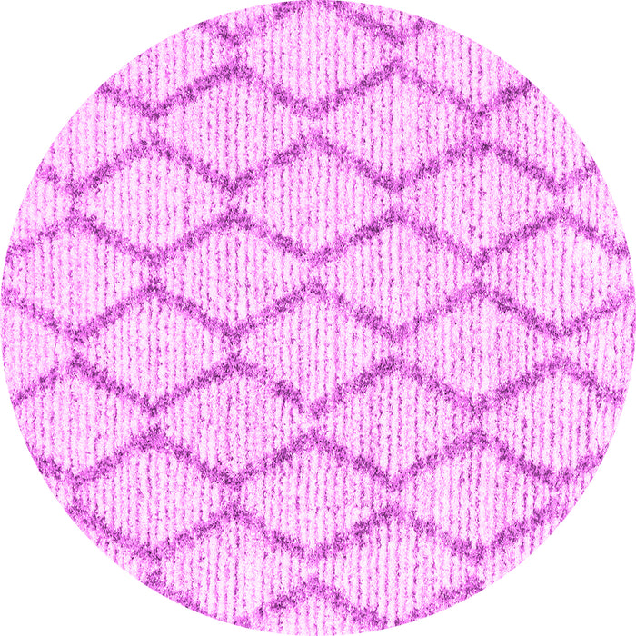 Round Machine Washable Trellis Pink Modern Rug, wshcon3045pnk
