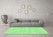 Machine Washable Trellis Green Modern Area Rugs in a Living Room,, wshcon3045grn