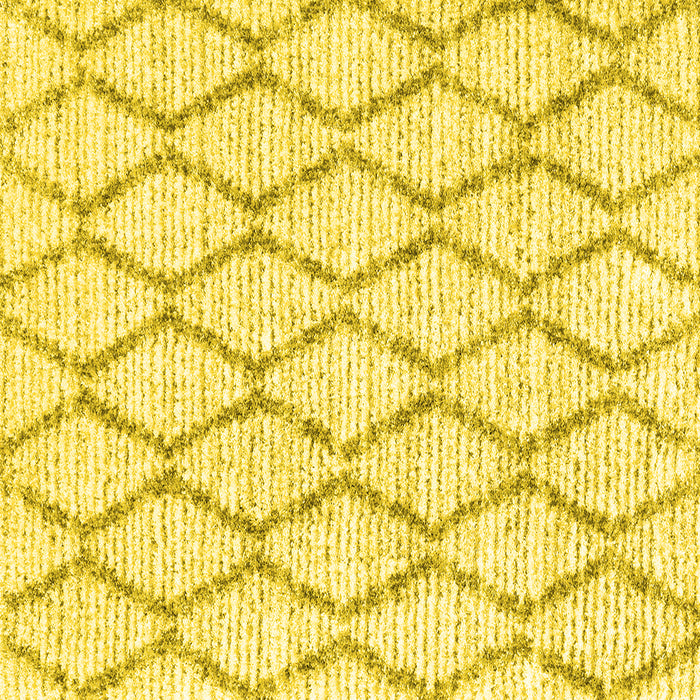 Square Machine Washable Trellis Yellow Modern Rug, wshcon3045yw