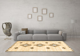 Machine Washable Abstract Brown Contemporary Rug in a Living Room,, wshcon3046brn
