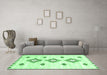 Machine Washable Abstract Emerald Green Contemporary Area Rugs in a Living Room,, wshcon3046emgrn