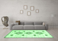 Machine Washable Abstract Emerald Green Contemporary Rug, wshcon3046emgrn