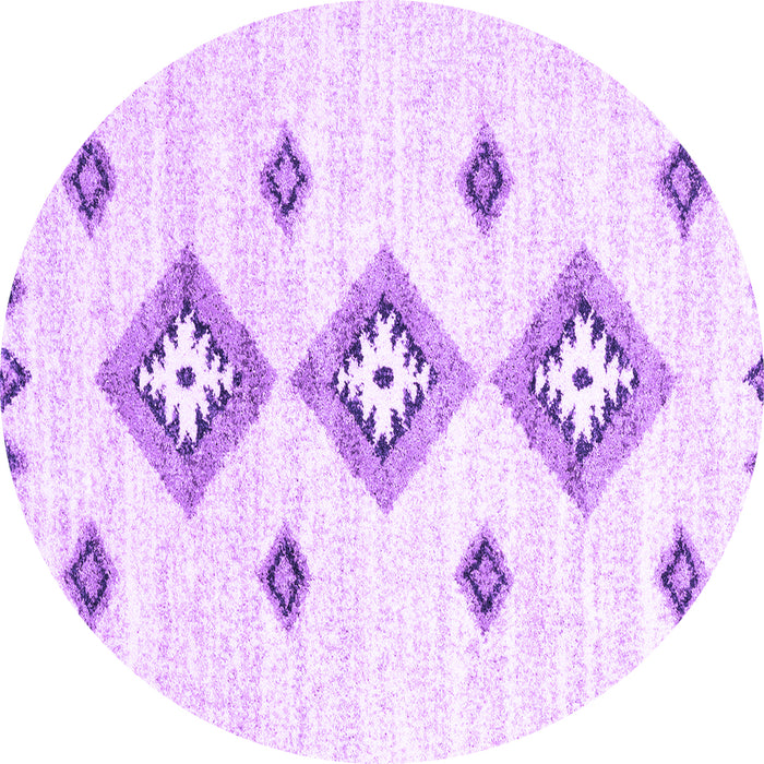 Round Machine Washable Abstract Purple Contemporary Area Rugs, wshcon3046pur