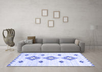 Machine Washable Abstract Blue Contemporary Rug, wshcon3046blu