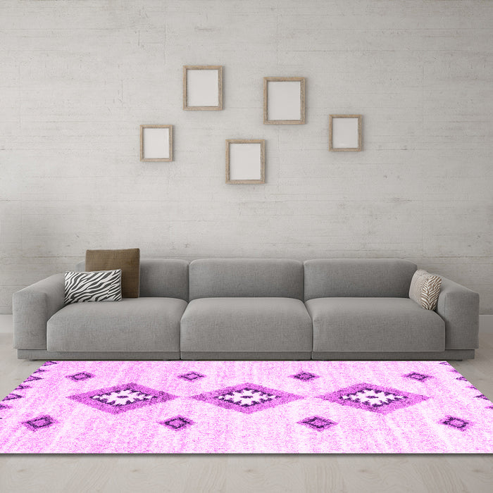 Machine Washable Abstract Pink Contemporary Rug in a Living Room, wshcon3046pnk