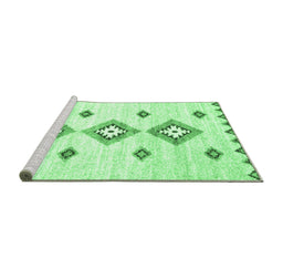 Sideview of Machine Washable Abstract Emerald Green Contemporary Area Rugs, wshcon3046emgrn