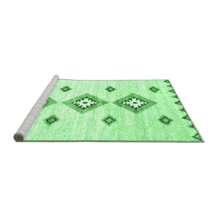 Sideview of Machine Washable Abstract Emerald Green Contemporary Area Rugs, wshcon3046emgrn