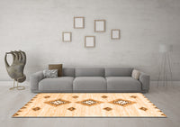 Machine Washable Abstract Orange Contemporary Rug, wshcon3046org