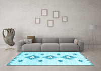 Machine Washable Abstract Light Blue Contemporary Rug, wshcon3046lblu