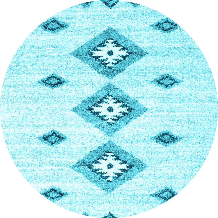 Round Machine Washable Abstract Light Blue Contemporary Rug, wshcon3046lblu