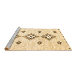 Sideview of Machine Washable Abstract Brown Contemporary Rug, wshcon3046brn