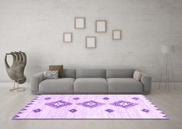 Machine Washable Abstract Purple Contemporary Area Rugs in a Living Room, wshcon3046pur