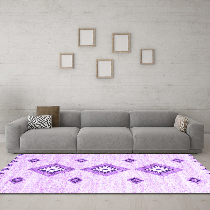 Machine Washable Abstract Purple Contemporary Area Rugs in a Living Room, wshcon3046pur