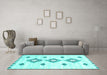 Machine Washable Abstract Turquoise Contemporary Area Rugs in a Living Room,, wshcon3046turq