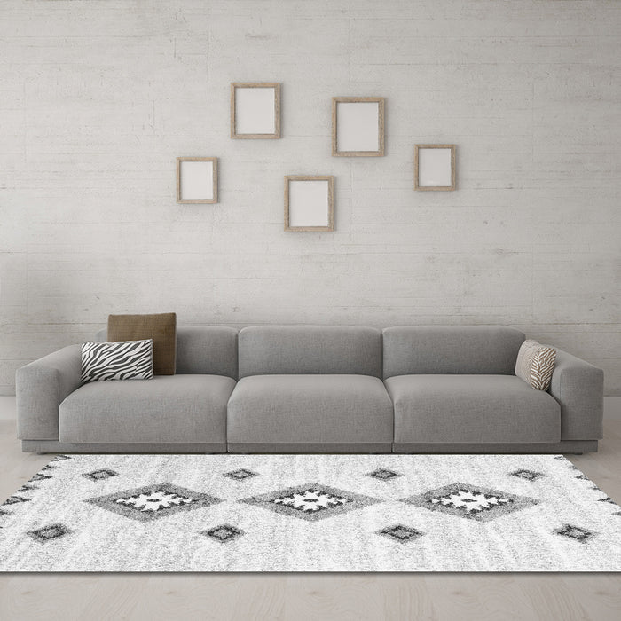 Machine Washable Abstract Gray Contemporary Rug in a Living Room,, wshcon3046gry