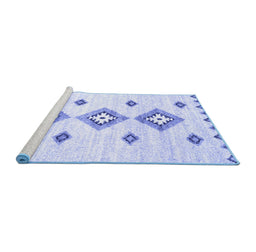 Sideview of Machine Washable Abstract Blue Contemporary Rug, wshcon3046blu
