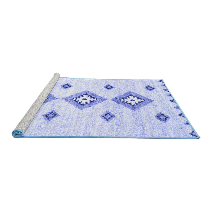 Sideview of Machine Washable Abstract Blue Contemporary Rug, wshcon3046blu
