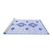 Sideview of Machine Washable Abstract Blue Contemporary Rug, wshcon3046blu