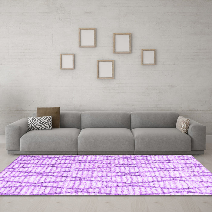 Machine Washable Trellis Purple Modern Area Rugs in a Living Room, wshcon3047pur