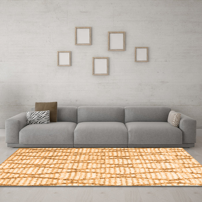 Machine Washable Trellis Orange Modern Area Rugs in a Living Room, wshcon3047org