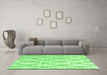 Machine Washable Trellis Green Modern Area Rugs in a Living Room,, wshcon3047grn