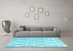 Machine Washable Trellis Light Blue Modern Rug in a Living Room, wshcon3047lblu