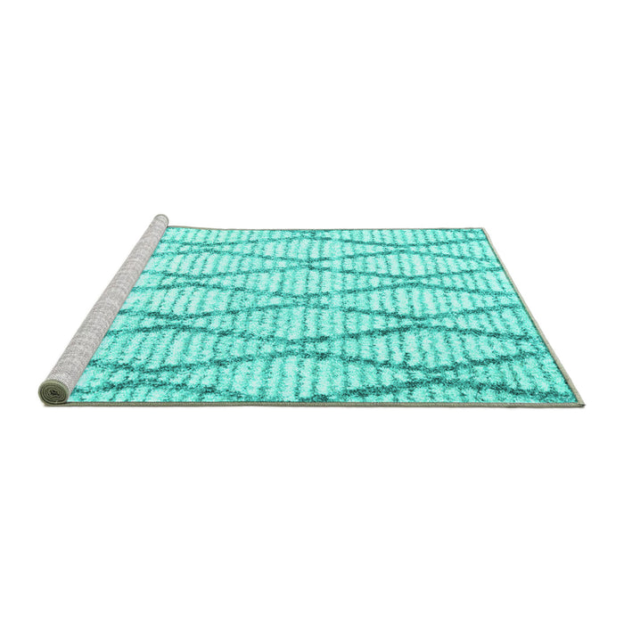 Sideview of Machine Washable Trellis Turquoise Modern Area Rugs, wshcon3047turq