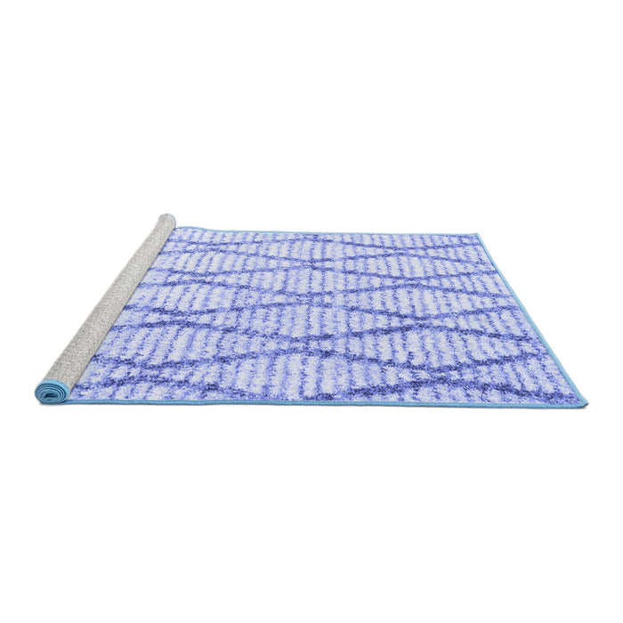 Sideview of Machine Washable Trellis Blue Modern Rug, wshcon3047blu