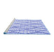 Sideview of Machine Washable Trellis Blue Modern Rug, wshcon3047blu