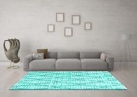 Machine Washable Trellis Turquoise Modern Rug, wshcon3047turq