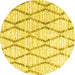 Round Machine Washable Trellis Yellow Modern Rug, wshcon3047yw