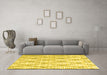 Machine Washable Trellis Yellow Modern Rug in a Living Room, wshcon3047yw