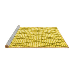 Sideview of Machine Washable Trellis Yellow Modern Rug, wshcon3047yw