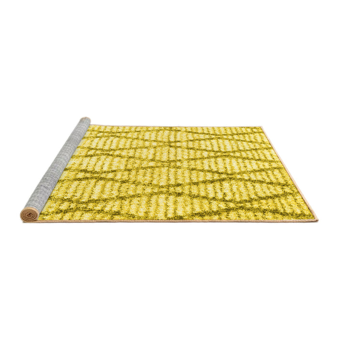 Sideview of Machine Washable Trellis Yellow Modern Rug, wshcon3047yw