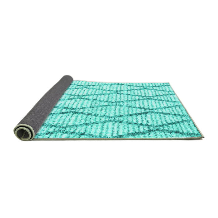Sideview of Trellis Turquoise Modern Rug, con3047turq