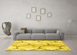 Machine Washable CON3048X Yellow CON3048X Rug in a Living Room, wshcon3048yw