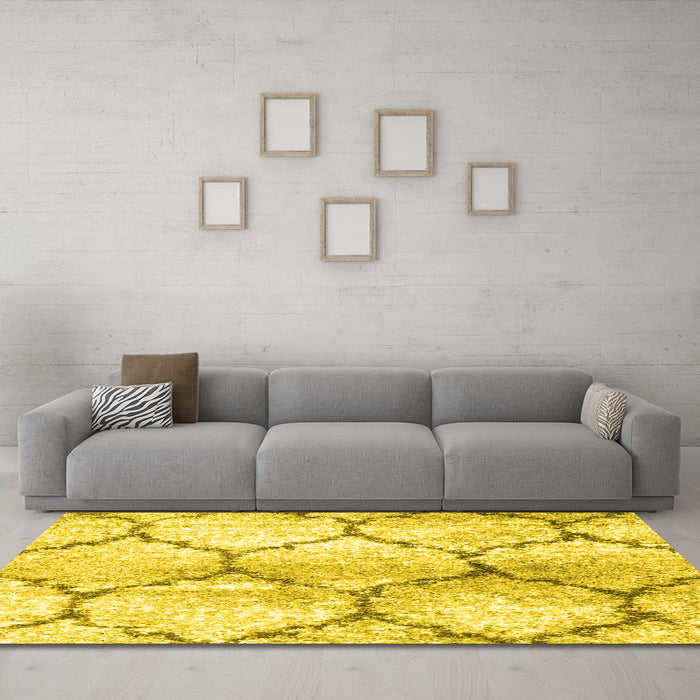 Machine Washable CON3048X Yellow CON3048X Rug in a Living Room, wshcon3048yw