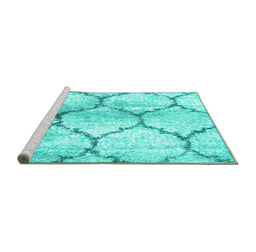 Sideview of Machine Washable CON3048X Turquoise CON3048X Area Rugs, wshcon3048turq