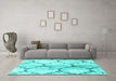 Machine Washable CON3048X Turquoise CON3048X Area Rugs in a Living Room,, wshcon3048turq