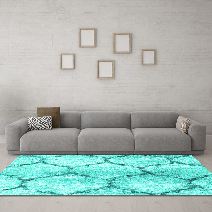 Machine Washable CON3048X Turquoise CON3048X Area Rugs in a Living Room,, wshcon3048turq