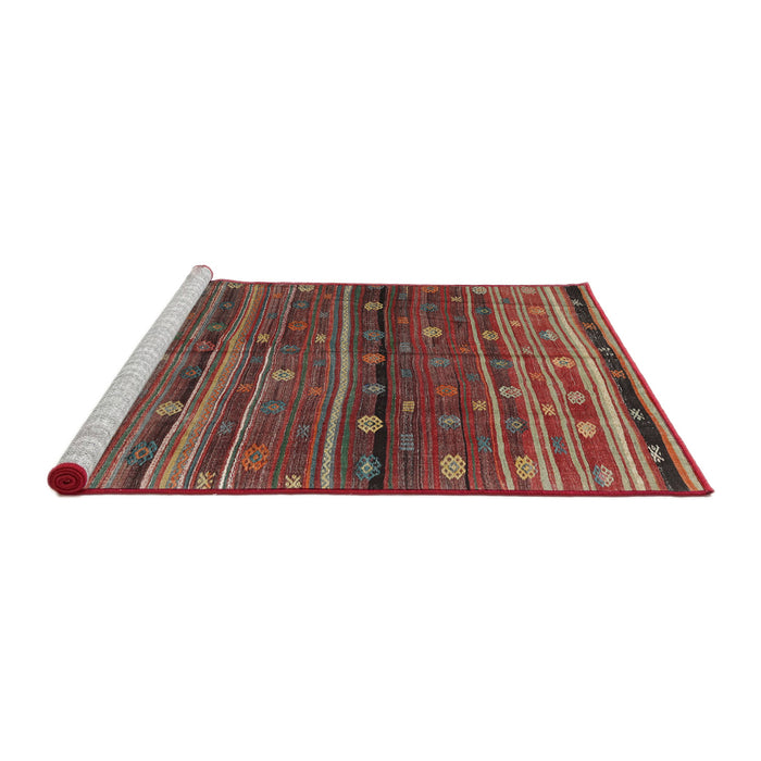 Serging Thickness of Contemporary Dark Almond Brown Abstract Machine Washable Rug, wshcon3049