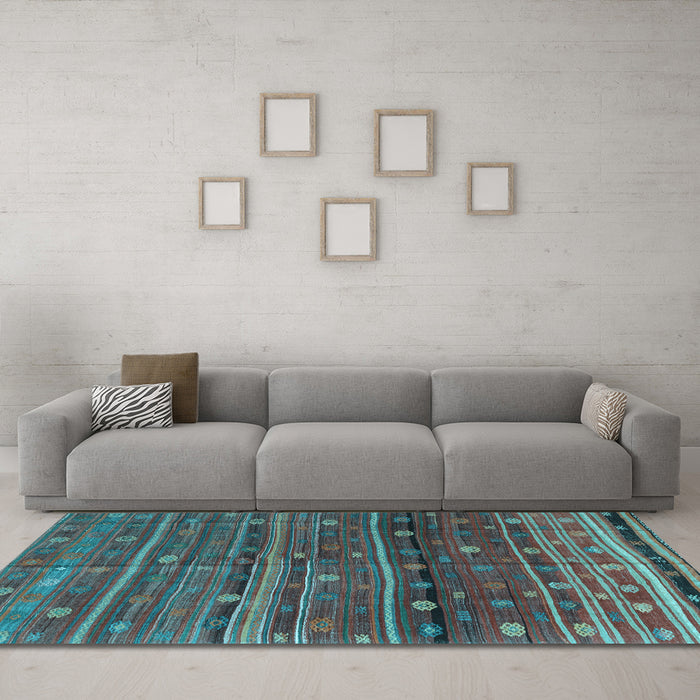 Machine Washable CON3049X Light Blue CON3049X Rug in a Living Room, wshcon3049lblu