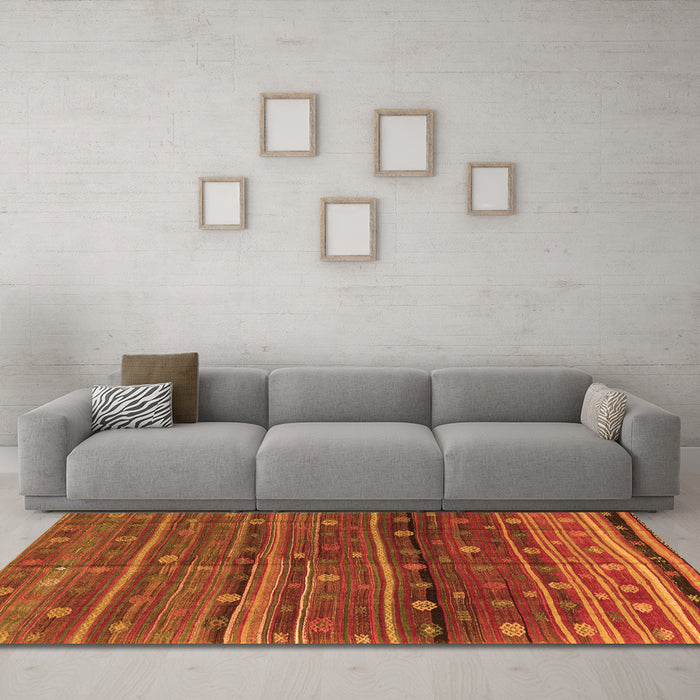 Machine Washable CON3049X Orange CON3049X Area Rugs in a Living Room, wshcon3049org