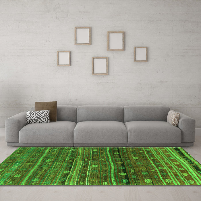 Machine Washable CON3049X Green CON3049X Area Rugs in a Living Room,, wshcon3049grn