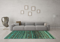 Machine Washable CON3049X Turquoise CON3049X Area Rugs in a Living Room,, wshcon3049turq